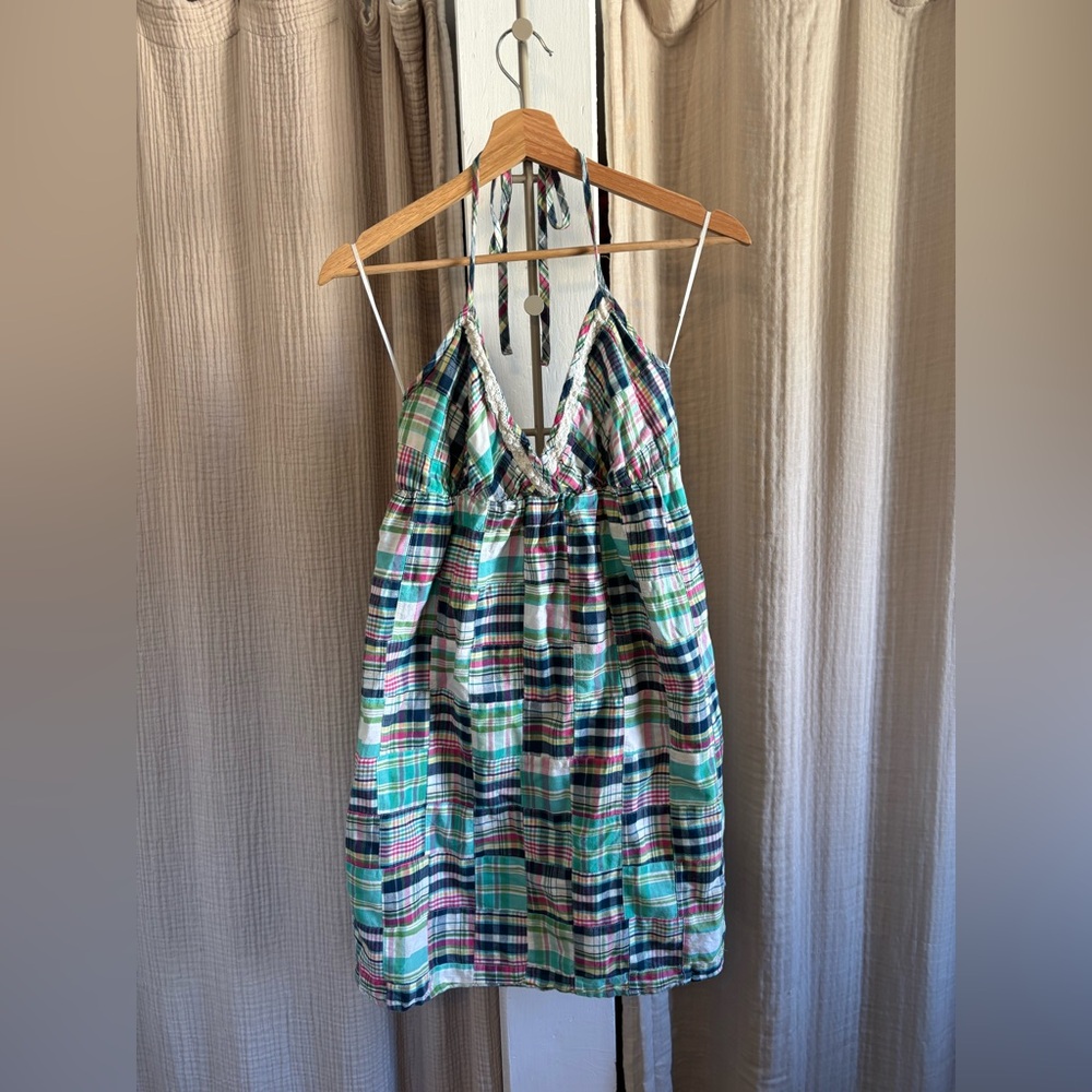 Y2K Aeropostale Madras Patchwork Babydoll Halter Dress- Medium